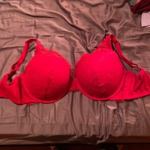 NWOT Auden Bra 40DDD Red eyelash lace
